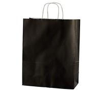 Thepaperbagstore 20 Black Paper Bags with Handles - 25x11x31cm - Colourful Paper Gift Bags for Adults and Kids - for Shopping, Party, Retail, Birthdays and Weddings