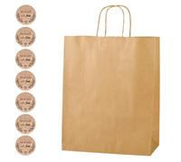 Thepaperbagstore 20 Brown Medium Paper Party Bags, Gift, Crafts and Sweet Bags with Twist Handles with "Handmade with Love" Stickers - 250x310x110mm