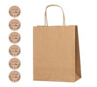 Thepaperbagstore 20 Brown Small Paper Party Bags, Gift, Crafts and Sweet Bags with Twist Handles with "Handmade with Love" Stickers - 180x220x80mm
