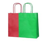 Thepaperbagstore 20 Christmas Party Bags with Handles - 18x22x8cm - Colourful Festive Gift Bags for Christmas Presents and Parties (10 Red/10 Green)