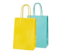 Thepaperbagstore 20 Easter Party Bags With Handles (10 Light Blue / 10 Yellow) - Colourful Paper Gift Bags for Kids Easter Egg Hunts, party's and Sweets 14x21x8cm
