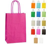 Thepaperbagstore 20 Fuchsia Paper Party Bags With Handles - Colourful Paper Gift Bags for Kids and Adults Parties, Birthdays, Weddings, Baby Showers, Hen Parties and Sweets 14x21x8cm
