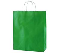 Thepaperbagstore 20 Green Paper Bags With Handles - Colourful Paper Gift Bags for Adults and Kids - Paper Carrier Bags for Shopping, Party, Birthdays and Weddings 32x12x41cm