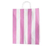 Thepaperbagstore 20 Pink & White Stripe Paper Bags with Handles 32x12x41cm