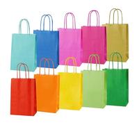 Thepaperbagstore 20 Rainbow Extra Small Twist Party Bags With Handles - Colourful Paper Gift Bags for Kids Party's, Celebrations Birthdays and Sweets 14x21x8cm