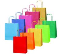 Thepaperbagstore 20 Rainbow Small Paper Bags with Twist Handles -18x22x8cm - Colourful Paper Gift Bags for Kids and Adults Parties, Birthdays, Weddings, Baby Showers, Hen Parties and Sweets