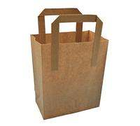 Thepaperbagstore 20 SMALL BROWN KRAFT PAPER (TM) CARRIER SOS TAKEAWAY BAGS SMALL 7"x9"x3"