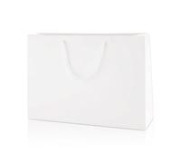 Thepaperbagstore 20× White Medium Wide Matt Laminated Gift Bags 35×24×10cm - 250 gsm Boutique Paper Bags with Rope Handles & Reinforced Base - Ideal for Gifts, Weddings, Retail & Corporate Use