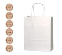 Thepaperbagstore 20 White Small Paper Party Bags, Gift, Crafts and Sweet Bags with Twist Handles with "Handmade with Love" Stickers - 180x220x80mm
