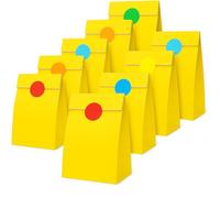 Thepaperbagstore 20 Yellow Paper Party Bags + 20 Colour Dot Stickers, Kids Party, Gift, Craft and Sweet Bags - 140x245x70mm