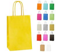 Thepaperbagstore 20 Yellow Paper Party Bags With Handles - Colourful Paper Gift Bags for Kids and Adults Parties, Birthdays, Weddings, Baby Showers, Hen Parties and Sweets 14x21x8cm