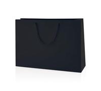 Thepaperbagstore 25× Black Medium Wide Matt Gift Bags 35×24×10cm - 250 gsm Boutique Paper Bags with Rope Handles & Reinforced Base - Ideal for Gifts, Weddings, Retail & Corporate Use