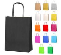 Thepaperbagstore 25 Black Paper Party Bags With Handles - 18x22x8cm - Colourful Paper Gift Bags for Kids and Adults Parties, Birthdays, Weddings, Baby Showers, Hen Parties and Sweets