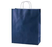 Thepaperbagstore 25 Blue Medium Paper Bags with Handles - 25x11x31cm - Colourful Paper Gift Bags for Adults and Kids - for Shopping, Party, Retail, Birthdays and Weddings