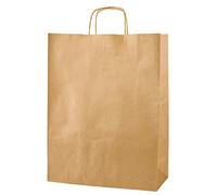 Thepaperbagstore 25 Brown Large Paper Bags with Twisted Handles - 32x12x41cm - Kraft Paper for Gifts, DIY, Party, Shopping, Retail, Grocery, Wedding, Birthday and Takeaway
