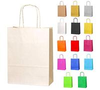 Thepaperbagstore 25 Cream Small Paper Party Bags With Handles - 18x22x8cm - Colourful Paper Gift Bags for Kids and Adults Parties, Birthdays, Weddings, Baby Showers, Hen Parties and Sweets