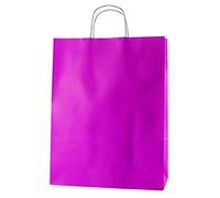 Thepaperbagstore 25 Fuchsia Large Paper Bags With Handles - 32x12x41cm - Colourful Paper Gift Bags for Adults and Kids - For Shopping, Party, Retail, Birthdays and Weddings