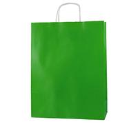 Thepaperbagstore 25 Green Large Paper Bags With Handles - 32x12x41cm - Colourful Paper Gift for Adults and Kids - for Shopping, Party, Retail, Birthdays and Weddings