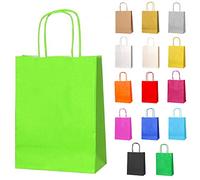 Thepaperbagstore 25 Light Green Small Paper Party Bags With Handles - 18x22x8cm - Colourful Paper Gift Bags for Kids and Adults Parties, Birthdays, Weddings, Baby Showers, Hen Parties and Sweets