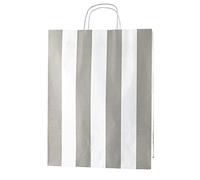 Thepaperbagstore 25 Light Grey & White Stripe Large Paper Bags With Handles - 32x12x41cm - Colourful Paper Gift for Adults and Kids - for Shopping, Party, Birthdays and Weddings