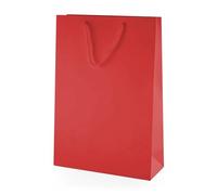Thepaperbagstore 25 Red Matt Rope Handle Gift Bags 25x36x10cm | 210gsm laminated art card, reinforced base, boutique paper carrier bags for retail, weddings, parties and events
