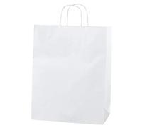 Thepaperbagstore 25 White Paper Bags with Handles Medium 25x11x31cm