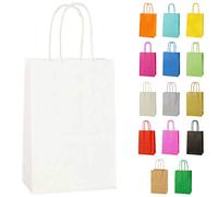 Thepaperbagstore 25 White Paper Party Bags With Handles - Colourful Paper Gift Bags for Kids and Adults Parties, Birthdays, Weddings, Baby Showers, Hen Parties and Sweets 14x21x8cm