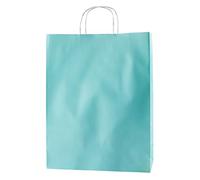 Thepaperbagstore 250 Light Blue Large Paper Bags With Handles - 32x12x41cm - Colourful Paper Gift for Adults and Kids - for Shopping, Party, Retail, Birthdays and Weddings