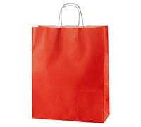 Thepaperbagstore 250 Red Paper Bags with Handles - 25x11x31cm - Colourful Paper Gift Bags for Adults and Kids - for Christmas, Shopping, Retail, Party, Birthdays and Weddings