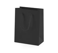 Thepaperbagstore 30× Black Extra Small Matt Gift Bags 11.5×14.5×6.5cm - 250 gsm Boutique Paper Bags with Rope Handles & Reinforced Base - Ideal for Gifts, Weddings, Retail & Corporate Use