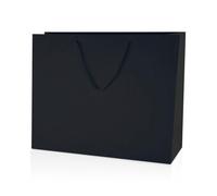 Thepaperbagstore 30 Black, Matt Laminated, Reusable Boutique Paper Bags with Rope Handles - Large 400x300x130mm