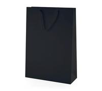 Thepaperbagstore 30× Black Medium Tall Matt Gift Bags 25×36×10cm - 250 gsm Boutique Paper Bags with Rope Handles & Reinforced Base - Ideal for Gifts, Weddings, Retail & Corporate Use