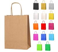 Thepaperbagstore 30 Brown Small Paper Party Bags With Handles - 18x22x8cm - Colourful Paper Gift Bags for Kids and Adults Parties, Birthdays, Weddings, Baby Showers, Hen Parties and Sweets