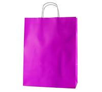 Thepaperbagstore 30 Fuchsia Large Paper Bags With Handles - 32x12x41cm - Colourful Paper Gift Bags for Adults and Kids - For Shopping, Party, Retail, Birthdays and Weddings