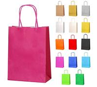 Thepaperbagstore 30 Fuchsia Small Paper Party Bags With Handles - 18x22x8cm - Colourful Paper Gift Bags for Kids and Adults Parties, Birthdays, Weddings, Baby Showers, Hen Parties and Sweets
