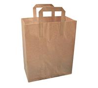 Thepaperbagstore 30 LARGE BROWN KRAFT PAPER (TM) SOS FOOD CARRIER BAGS WITH HANDLES PARTY TAKEAWAY 10x12x5