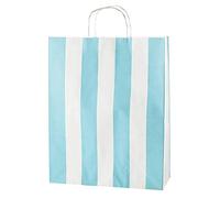 Thepaperbagstore 30 Light Blue & White Stripe Large Paper Bags With Handles - 32x12x41cm - Colourful Paper Gift for Adults and Kids - for Shopping, Party, Retail, Birthdays and Weddings