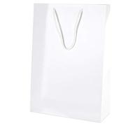 Thepaperbagstore 30× White Medium Tall Gloss Laminated Gift Bags 25×36×10cm - 250 gsm Boutique Paper Bags with Rope Handles & Reinforced Base - Ideal for Gifts, Weddings, Retail & Corporate Use