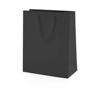 Thepaperbagstore 5× Black Medium Matt Gift Bags 20×24×10cm - 250 gsm Boutique Paper Bags with Rope Handles & Reinforced Base - Ideal for Gifts, Weddings, Retail & Corporate Use