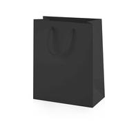 Thepaperbagstore 5 Black, Matt Laminated, Reusable Boutique Paper Bags with Rope Handles - Small 150x190x80mm