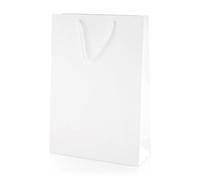 Thepaperbagstore 5× White Medium Tall Matt Laminated Gift Bags 25×36×10cm - 250 gsm Boutique Paper Bags with Rope Handles & Reinforced Base - Ideal for Gifts, Weddings, Retail & Corporate Use