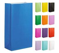 Thepaperbagstore 50 Blue Paper Party Bags - 14x24.5x7cm - Colourful Paper Gift Bags for Kids and Adults Parties, Birthdays, Weddings, Baby Showers, Hen Parties and Sweets