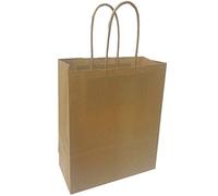 Thepaperbagstore 50 Brown Small Ribbed Paper Bags with Twisted Handles - 18x8x22cm - Kraft Paper for Gifts, DIY, Party, Shopping, Retail, Grocery, Wedding, Birthday and Takeaway