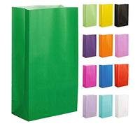 Thepaperbagstore 50 Green Paper Party Bags - 14x24.5x7cm - Colourful Paper Gift Bags for Kids and Adults Parties, Birthdays, Weddings, Baby Showers, Hen Parties and Sweets