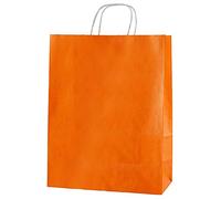 Thepaperbagstore 50 Orange Medium Paper Bags with Handles - 25x11x31cm - Colourful Paper Gift Bags for Adults and Kids - for Halloween, Shopping, Retail, Party, Birthdays and Weddings