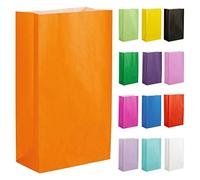 Thepaperbagstore 50 Orange Paper Party Bags - 14x24.5x7cm - Colourful Paper Gift Bags for Kids and Adults Parties, Birthdays, Weddings, Baby Showers, Hen Parties and Sweets