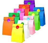 Thepaperbagstore 50 Rainbow Paper Party Bags + 50 Colour Dot Stickers - 14x24.5x7cm - Kids Party, Gift, Craft and Sweet Bags