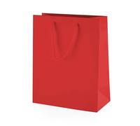 Thepaperbagstore 50 Red Matt Rope Handle Gift Bags 20x24x10cm | 210gsm laminated art card, reinforced base, boutique paper carrier bags for retail, weddings, parties and events