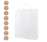 Thepaperbagstore 50 White Large Paper Party Bags, Gift, Crafts and Sweet Bags with Twist Handles with "Handmade with Love" Stickers - 320x410x120mm