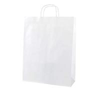 Thepaperbagstore 50 White Paper Bags with Handles Large 32x12x42cm